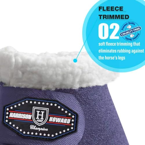 Image of Harrison Howard Essential Bell Boots Shock Absorption with Fleece Trim Non-Rotating Reinforcement