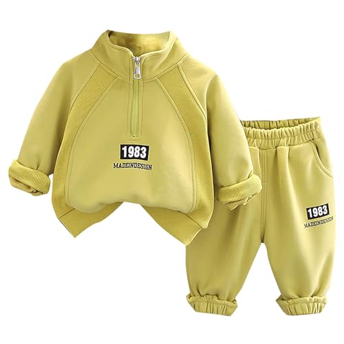 Baby Boy Fall Winter Clothes Letter Embroidery Sweatshirt Toddler Half Zip Stand Collar Tops + Casual Pants Outfit Set