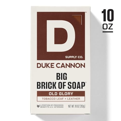 Image of Duke Cannon Big Brick of Soap, Old Glory | 10oz Triple-Milled Bar Soap for Men | Long-Lasting, Masculine Scent of Leather and Tobacco Leaf | Natural Oils | Supports U.S. Veterans