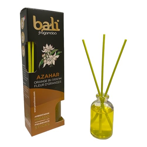 Bali fragancias Ambientador Mikado AZAHAR Difusor con varillas de ratán para tu salón, comedor o cualquier estancia de tu hogar, fragancias seleccionadas, Aromaterapia, Perfumado (30 ml)