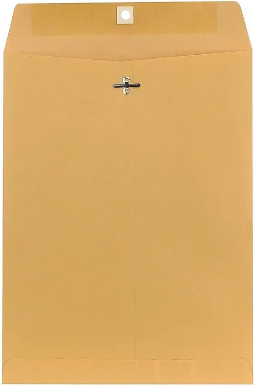 Staples 9.5 x 12.5 Kraft Clasp Envelopes, Brown, Heavyweight Open‑End Mailers with Metal Clasp & Gummed Flap, 100/Box