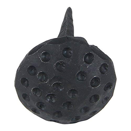 Juego de 12 clavos decorativos redondos de hierro de 1 1/4 x 1 pulgada, forjados a mano, acabado negro natural