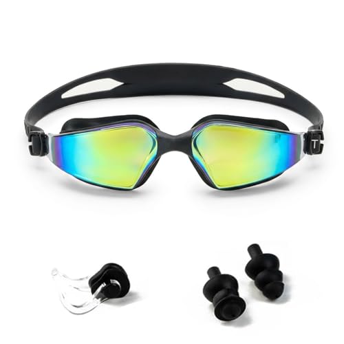 Image of Boldfit Swimming Goggles for Men & Women With Adjustable Strap, Swimming Goggles for Women Air Tight & for Adults With Ear & Nose Plug Set- Black
