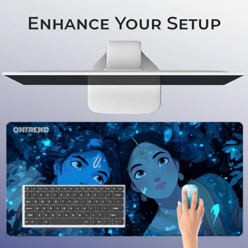 Image of ON TREND Extended Gaming Mouse Pad, Large Desk Mat with Non-Slip Rubber Base, Smooth Control Surface, 23 x 11 Inch (Radhe-Krishna)