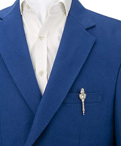 Knighthood Silver Key with Transparent Stone and Swarovski Detailing Lapel Pin Brooch3