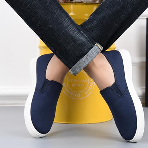 Platform Wedge Sneakers for Women Casual Slip-On Walking Loafers[ Fashion Casual Chunky Bottom High Heels Side Zipper Canvas Shoes4