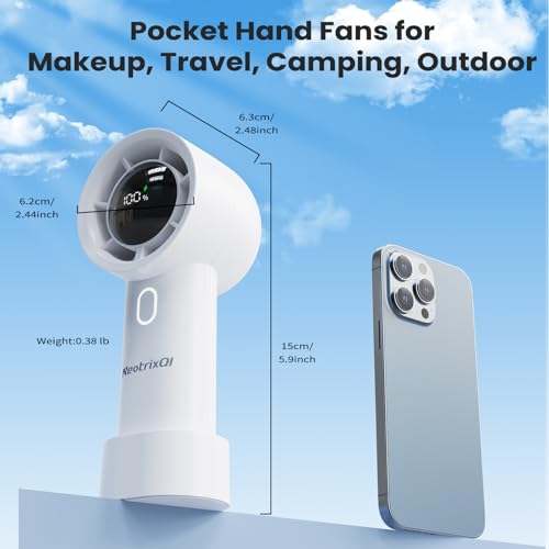 Handheld Fan, Portable Turbo Fan, Mini Small Pocket Fan with 5 Speeds Perfect for Camping, and Outdoor Activities. Rechargeable 3000mAh Battery and Digital Display, Ideal Gift, Travel Essentials