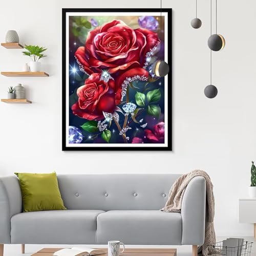 Diamond painting adulte motif rose 50x70cm le cadeau de loisirs créatifs idéal