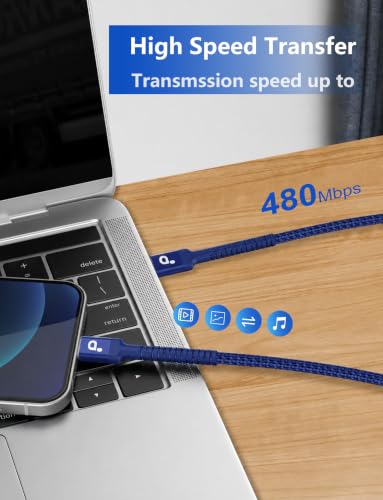 Image of USBC Cable 6FT, Long USB C to USB C Cable 60W Fast Charging, 2Pack-Blue