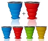 AVALEISURE Collapsible Silicone Travel Cup - The Genuine 10oz Foldable Drinking Mug with Lid, BPA Free, Water, Coffee, Tea, Snacks for Hiking, Camping, Picnic (navy.red)