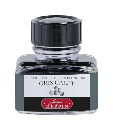 Jacques Herbin 13005T - One 30 ml Bottle of Ink for Fountain pens and Rollerball pens, Gris Galet/Pebble Grey - Made in France - Calligraphy, Writing