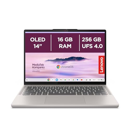 Lenovo Chromebook Plus Gen 10 | 14 OLED WUXGA Laptop | MediaTek Kompanio Ultra 910 | 16 GB RAM | 256 GB UFS 4.0 | Wi-Fi 7 | ChromeOS | Seashell
