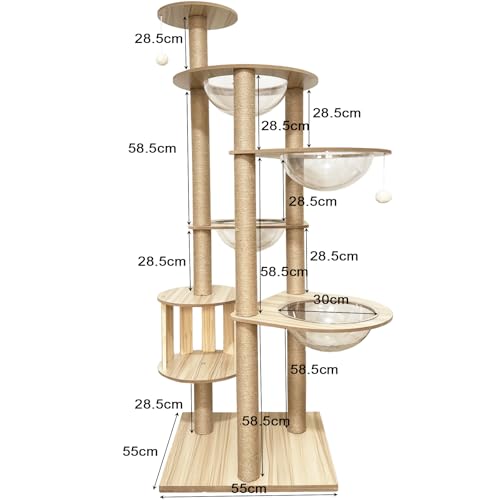 Árbol para gatos grande de madera 72.1 pulgadas interior miniatura 2