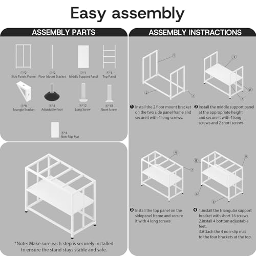 Image of Fish Tank Stand,10 Gallon Heavy Duty Metal Aquarium Stands, Reptile Tank, Turtle Tank, Breeder Tank Stand, 220LBS Capacity Terrarium Stand Rack with 2-Tier Storage Shelves (White, 24.8 inchx9.2 inchx30 inch)