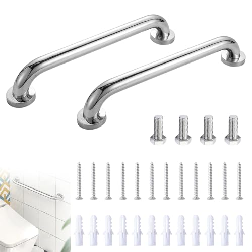 2 Piezas Agarraderas Baño para Mayores, 30cm Asidero Ducha de Acero Inoxidable Antideslizante Asidero Baño para Ducha, Bañera, Cocina, inodoro y pasos