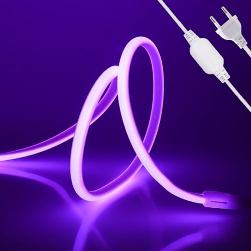 Wisada 220V COB Tira de LED [2M,Morado]，288 LEDs/m Cortable Silicona FCOB LED Neón CRI85+，IP65 estanco flexible,Navidad,Fiesta,Boda,Halloween Hogar/Tienda Decoración Iluminación