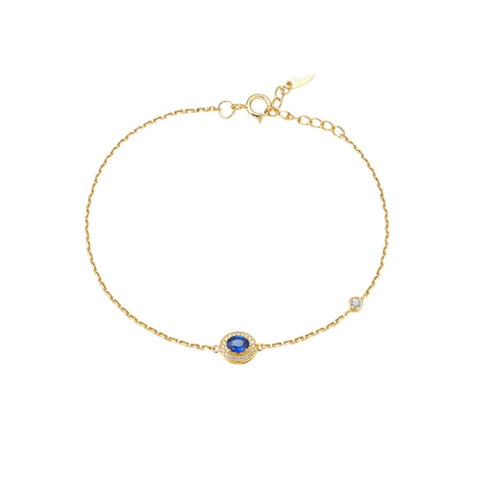 Armkette Damen Klein, Armbänder Damen Oval mit 0.25ct Saphir Gelbgold Jahrestag Geschenk