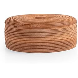 Cacerola Para Panqueques Cesta calentadora de tortilla mexicana hecha a mano de madera india Chapati Roti, caja para panqueques, cacerola caliente con tapa, decoración del hogar, cocina, comedor, marrón natural, 22 x 7 cm