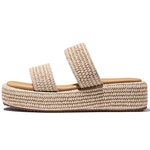 Image of Erocalli Platform Sandals Women Cute Wedge Espadrilles Slip on Summer Beach Raffia Vacation Sandal Comfortable Open Toe Dressy Shoes