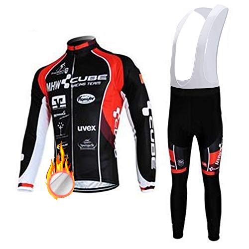 ZDFLC Ensemble de vêtements de Cyclisme d'hiver pour Hommes, Maillot de Cyclisme en Polaire Thermique avec Pantalon à Bretelles pour VTT et équipe Professionnelle Cover