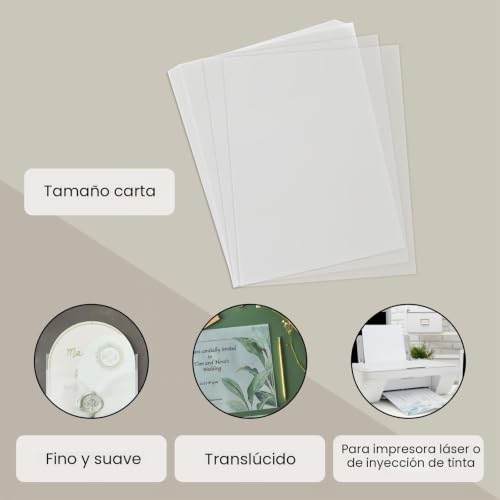 Miniatura 2 de 100 Hojas De Papel Vitela Translúcido Imprimible, Papel De Calco Para Invitación, Bocetos, 93 G M 8.5 X 11 Pulgadas