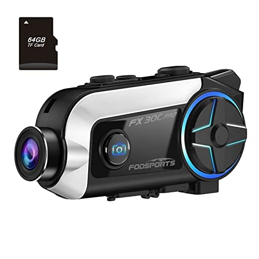 FODSPORTS FX30C PRO Motorcycle Bluetooth Headset with Camera, 360° Shooting | Music Share | 2000mAh Battery, 2 Riders Helmet Bluetooth Headset Communication Systems 64G TF Card