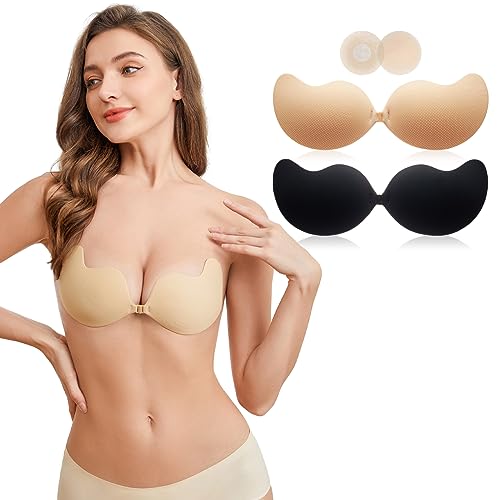Sticky Bras for Women Push up Seamless Bra Bralettes for Women Strapless Bras Lift with Nipple Cover