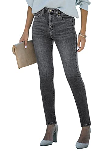 AMRSPENG Women's Ripped Jeans High Waisted Distressed Skinny Jeans for Women Grey Size 14