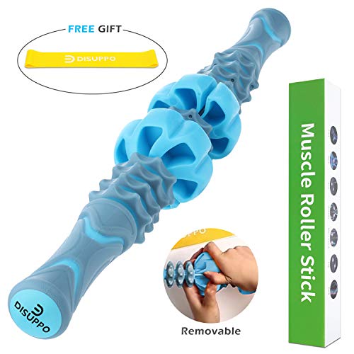 DISUPPO Rouleau de Massage, Bâton de Massage Musculaire Détachable - Tissus Profonds et Thérapie Musculaire pour Yoga Exercise, Gym, Physiothérapie du Dos(Détachable, Bleu)