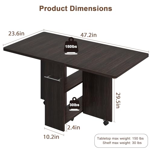 Table à manger pliante extensible 120x60cm pour petite salle à manger