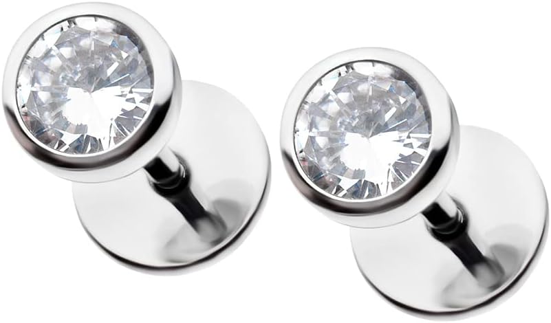ComfyEarrings CZ Crystal Bezel Stud Earrings, Stainless Steel