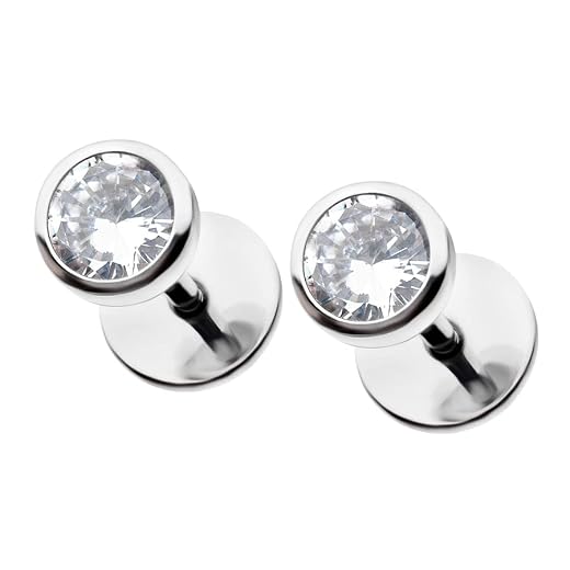 ComfyEarrings CZ Crystal Bezel Stud Earrings