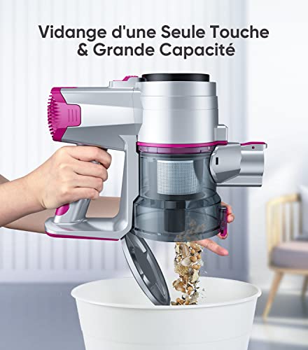 Aspirateur Balai sans Fil, BuTure 33000Pa Aspirateur sans Fil Puissant avec 55 Min d'Utilisation & Écran Tactile, Capacité 1L, Aspirateur Balai 400W pour Tapis/Poils Animaux/Sol Dur - Image 6