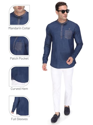 Image of Kuons Avenue Men's Cotton Solid Tailored Henley Shirt