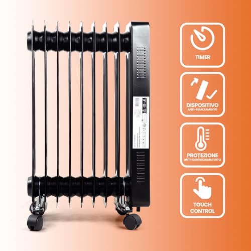 Radiateur électrique à huile 9 éléments blanc 220V avec écran LED et télécommande
