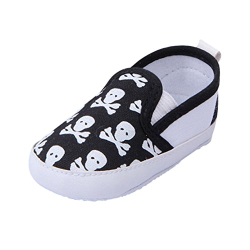 Norbi Baby Skull Print Soft Bottom Baby Shoes Black