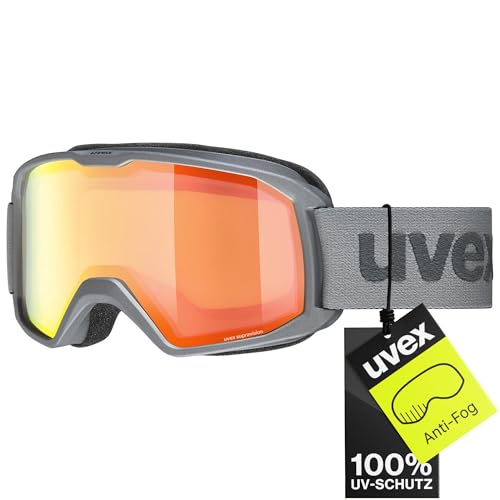 uvex elemnt FM - Skibrille für Damen und Herren - vergrößertes, beschlagfreies Sichtfeld - zugfreie Rahmenbelüftung - rhino matt/orange-orange - one size uvex elemnt FM - Skibrille für Damen und Herren - vergrößertes, beschlagfreies Sichtfeld - zugfreie Rahmenbelüftung - rhino matt/orange-orange - one size