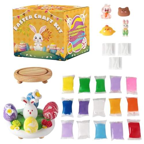 Clay Seco De Aire Para Niños - Huevos De Pascua Kit De Arcilloso Seco Para Principiantes | Colección Familiar Decoración De La Temporada De Primavera Que Produce Arte Para Niños Niñas De Tres Años