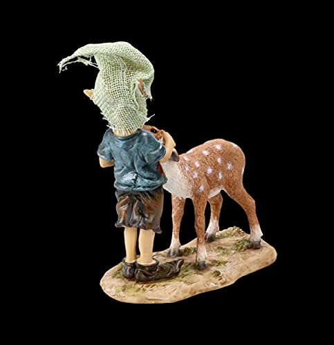 Figurine Pixie Kobold avec chevreuil Bambi et moi statuette gnome elfe de forêt - 6