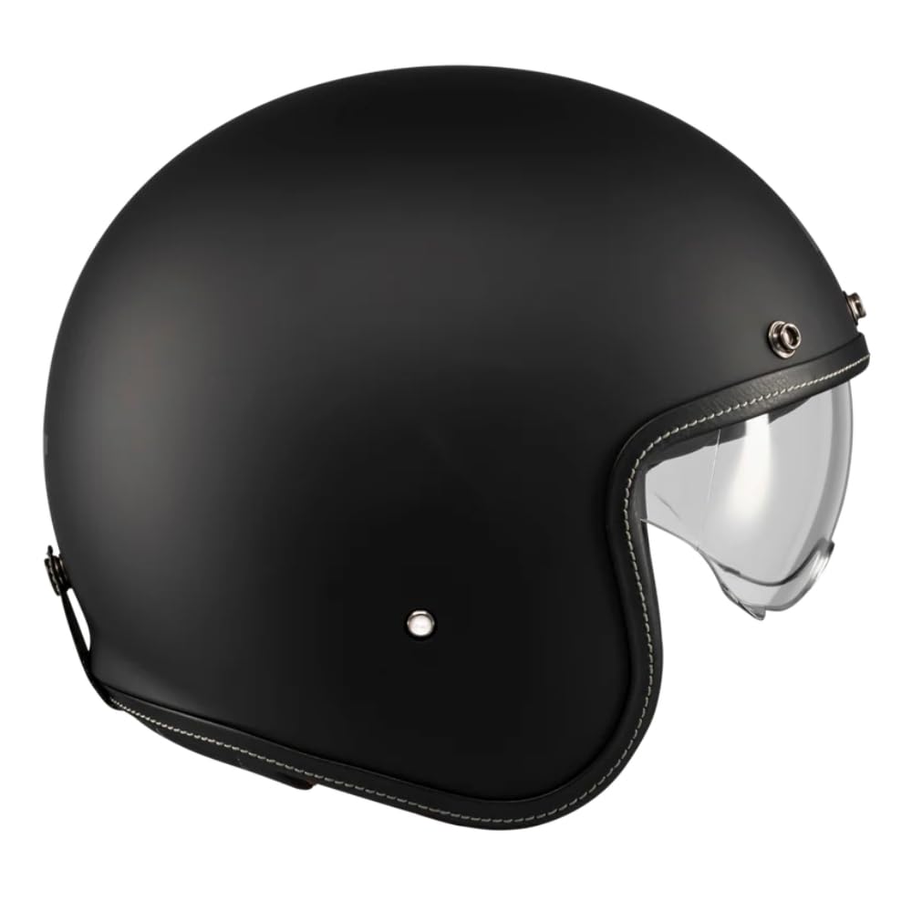MT HELMETS Le Mans 2 SV – Casco Moto Jet Vintage con Detalles en Cuero, Visor Solar Retráctil Full Vision, Interior Lavable y Calota HIRP | Homologado ECE 22.06 & DOT
