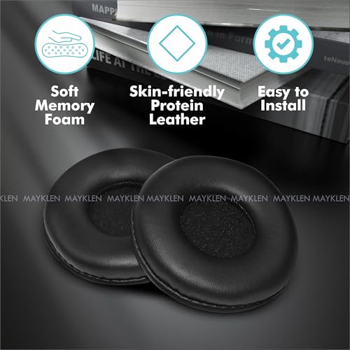 Image of Mayklen Headphone Cushion Pads Compatible with JBL Infinity Glide 500 & 700 Extra Bass Ear Cushion Replacement Pads Protein Leather, High-Density Memory Foam Earpad Cushions - Black 70mm