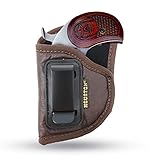 IWB Gun Holster by Houston - ECO Leather Concealment Inside The Waistband with Metal Clip Compatible with Bond Arms 410 Rowdy .45 | Texas Defender .357 .38 / .45LC | Grizzly / .410, 3' Barrel (Left)