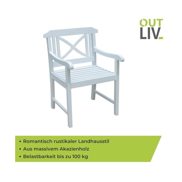 OUTLIV. Landhaus Gartensessel Akazienholz Weiß