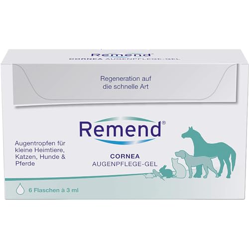 REMEND Cornea Augenpflege-Gel – regenerierende Augentropfen bei Hornhautschädigungen – sanfte Augenpflege für Hunde, Katzen, Pferde & kleine Heimtiere – 6 x 3 ml