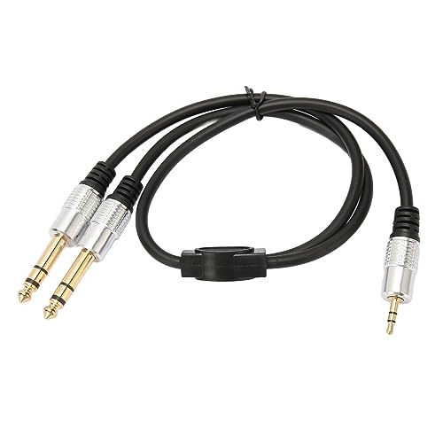Naroote Câble Répartiteur en Y Double 3,5 Mm à 6,35 Mm, Câble 3,5 Mâle à 6,35 Mâle, Câbles de Connecteurs Plaqués or pour Haut-parleurs de Guitare, Microphones