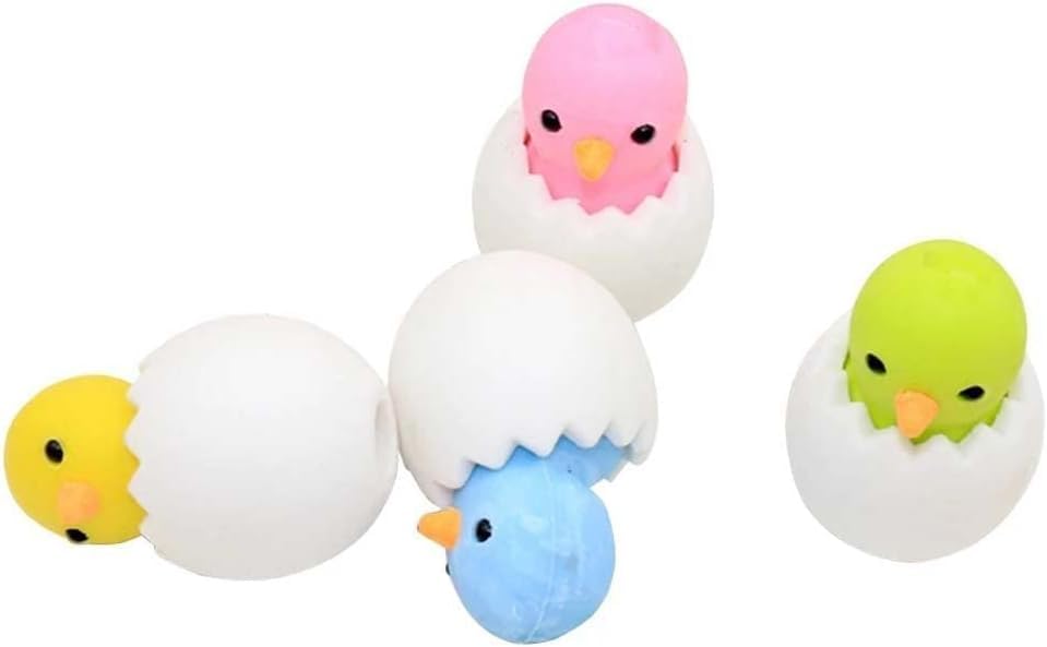 Image of AK Store (Pack of 4) 3D Cute Cartoon Shape Rubber Pencil Erasers, School Stationery for Kids, Boys Girls, Birthday Return Gifts (Chicken in Egg Shell)