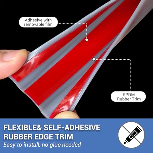 Image of Rubber Edge Trim, 1 /2 Inch(12mm) Flexible Edge Protector for Wood, Flywood, Glass and Metal, U Shaped Self-Adhesive Peel and Stick Guard for Baby Safety, Grey Color, 10Ft