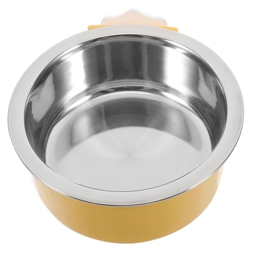 Toyvian ペットボウル 犬 ケージ 碗 - dog crate bowl 犬の木枠アクセサリー 犬の腸 クレート用ドッグボウル 犬の皿 ステンレス製の子犬用ボウル Yellow