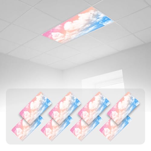 Image of 8 Pcs Fluorescent Light Covers with 80 Magnets Decorative for Classroom Ceiling Light 4 x 2 Feet Magnetic Light Covers Filter Easy Install for Office Hospitals & Home Drop Ceiling Supplies