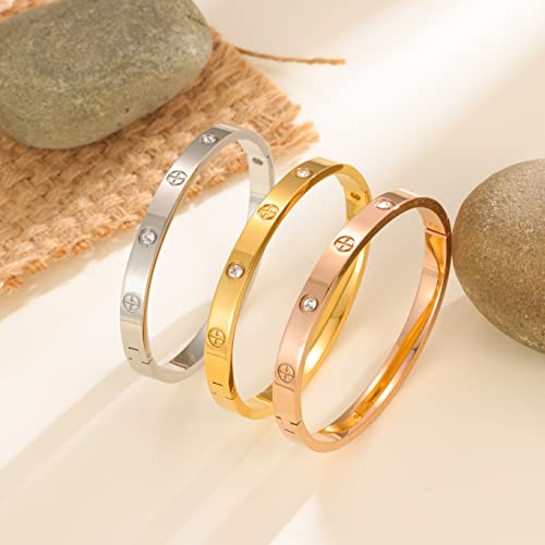 Yufanhy YF-111 Cuff 18K Gold Plated Stainless Steel Bracelet For Women Girl For Women Novelty And Mother Daughter Bracelet Jewelry Oval Bangle Witness The Of Love Wedding thumb #8